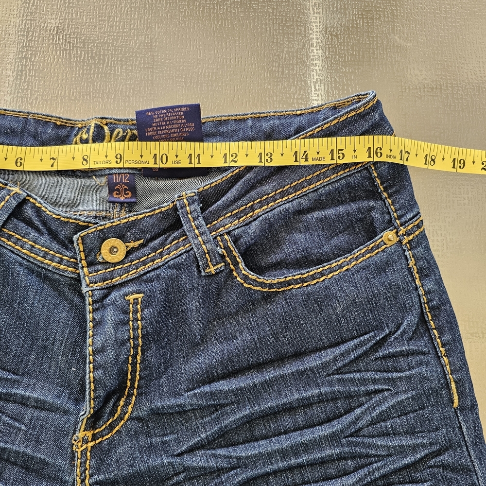 Deréon Jeans Gold Embellished Mid-Rise Skinny Denim Y2K Streetwear Glam 11/12 - Picture 9 of 13